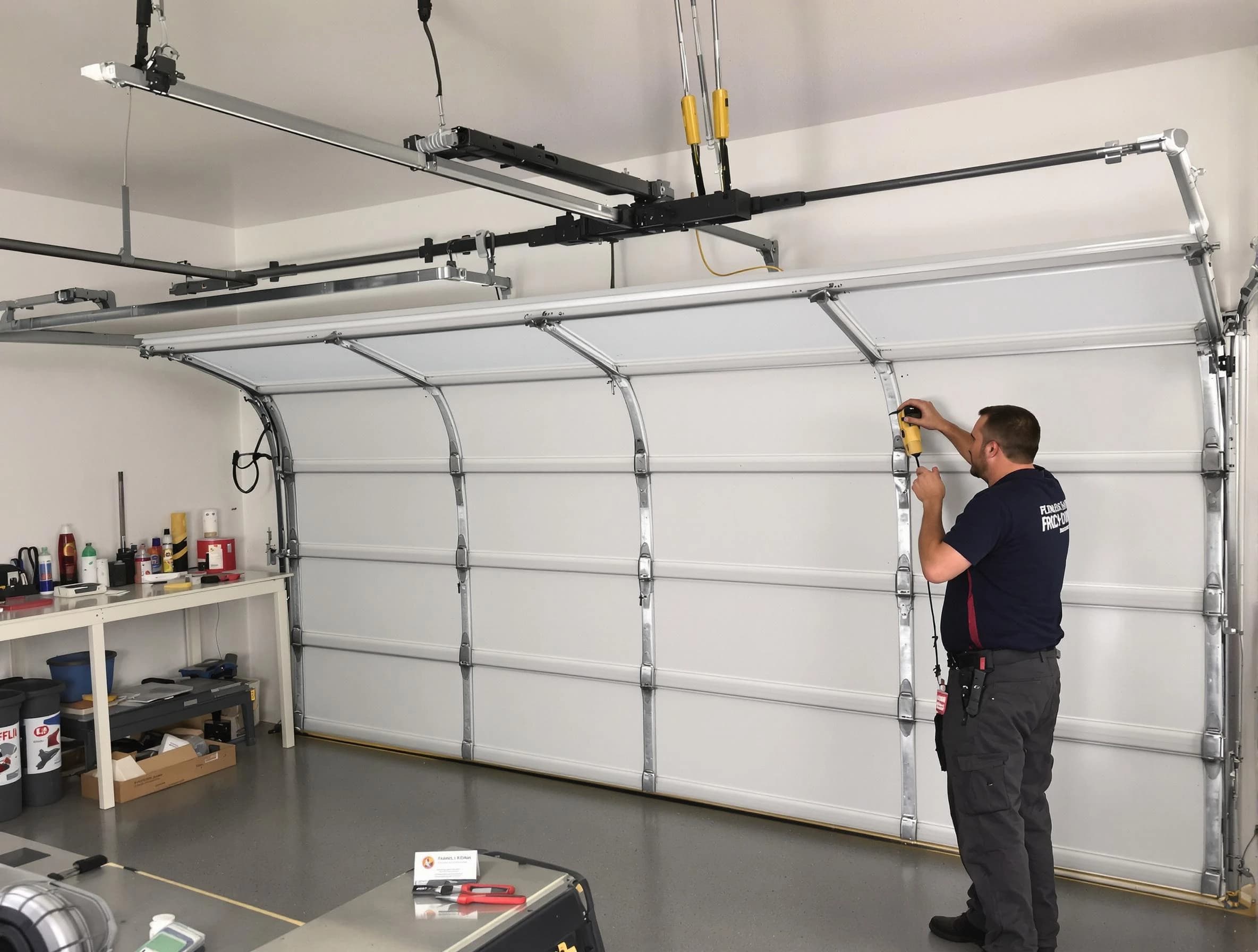 Mount Olive Garage Door Repair certified technician performing overhead door system repair in Mount Olive